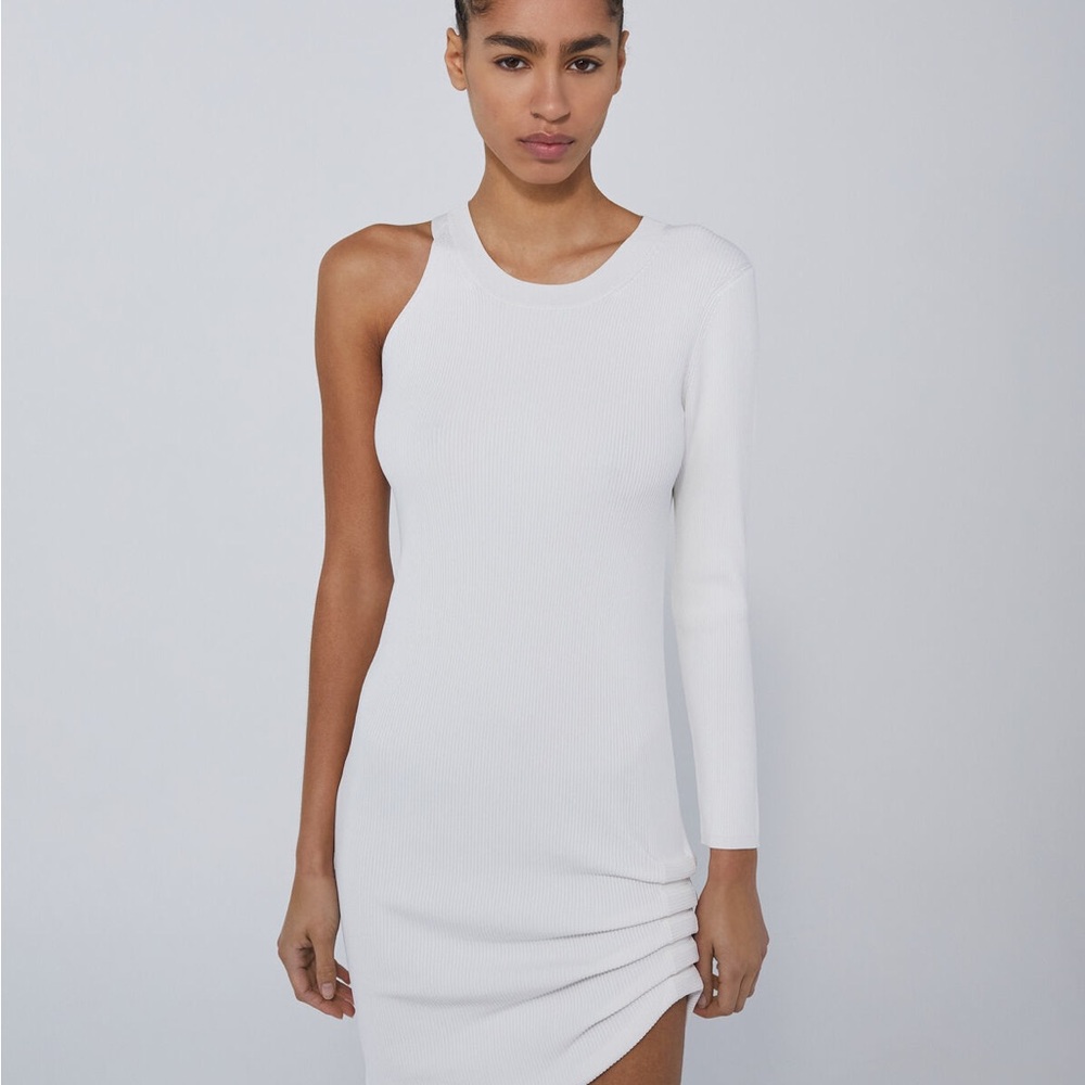 New With Tag IRO Aurora White One-Shoulder Knit Dress XS
